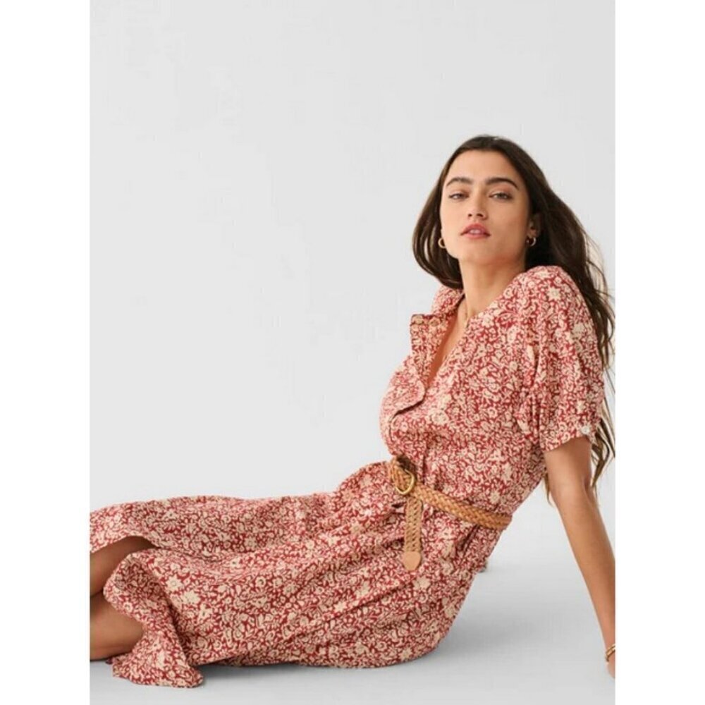 💕FAHERTY💕 Carmel Dress ~ Tandoori Spice Sunrise Floral Print XS NWT